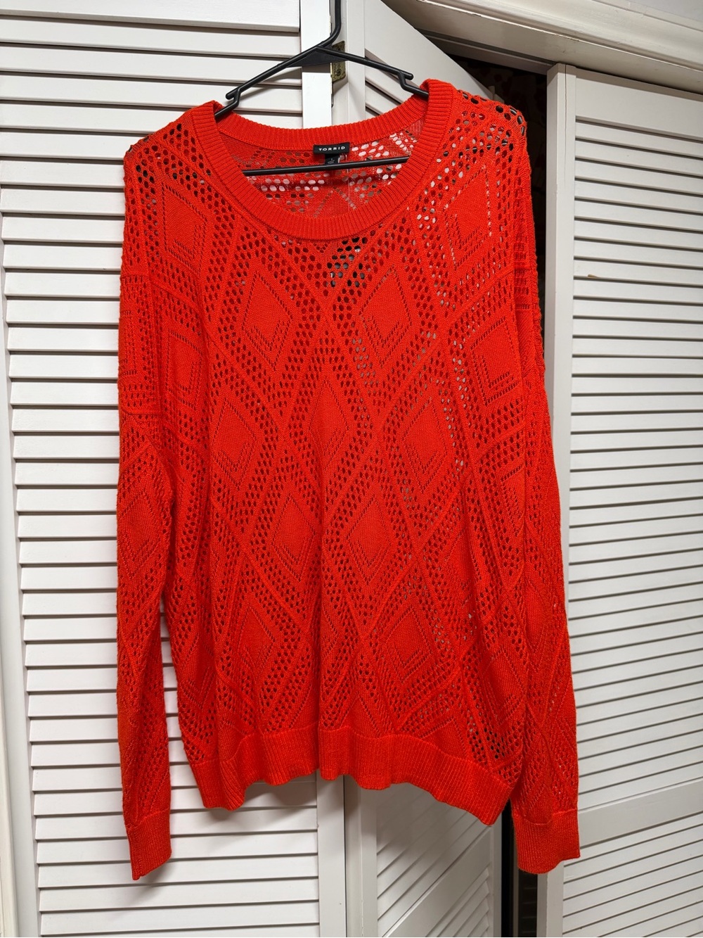 Torrid Open-Knit Long Sleeve Sweater - Bright Red